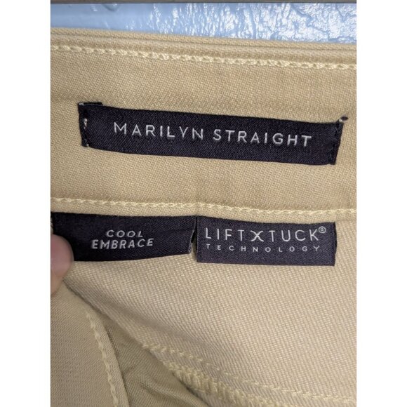 NYDJ Marilyn Crop Cuff Pant Beige 24W Straight Fit Lift Tuck Cool Embrace Denim - Picture 8 of 16